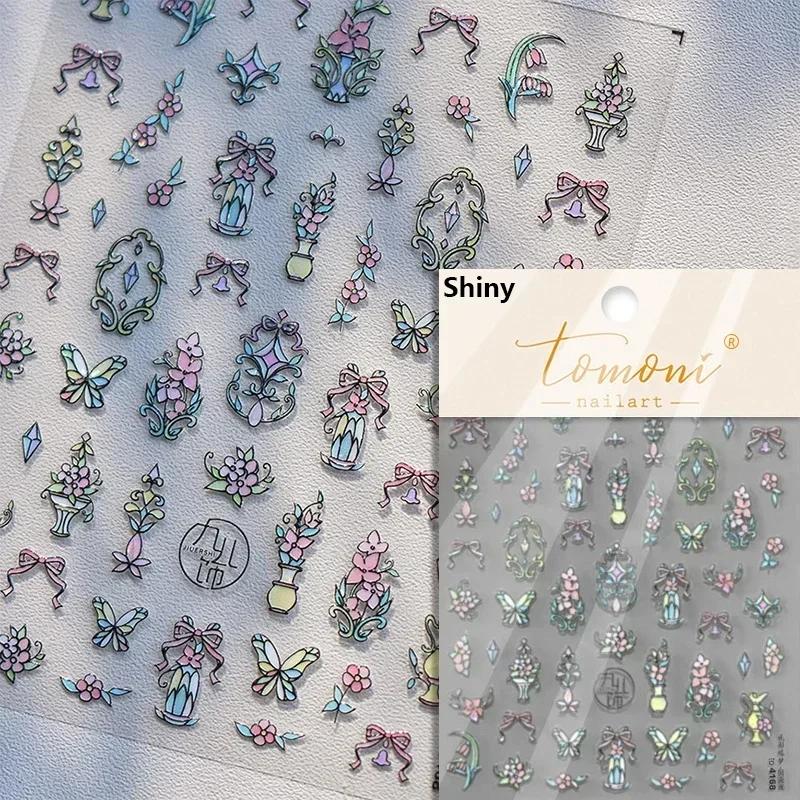 1piece 5Dcute tulip flower nail stickers high quality self-adhesive embossed nail art decals for girls decoration sticker
