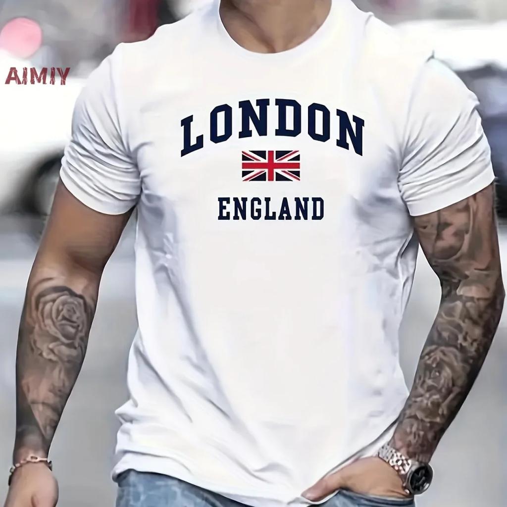 Summer Oversized T Shirt Man Loose Paris Creative Male TShirt Letter Print Casual Slim Round Neck Short Sleeved TShirt Top