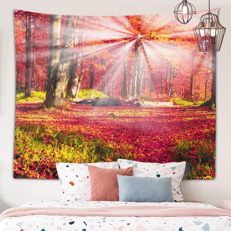 Sunny Forest Scenery Tapestry Natural Scenery Wall Art Tapestry Dormitory Room Aesthetic Decoration Living Room Home Decoration