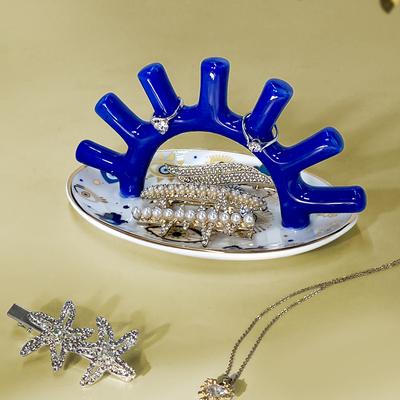 Multifunctional Ring Display Rack Earring Necklace Jewelry Storage Organizer Evil Eyes Ceramics Storage Tray Makeup Table Decor