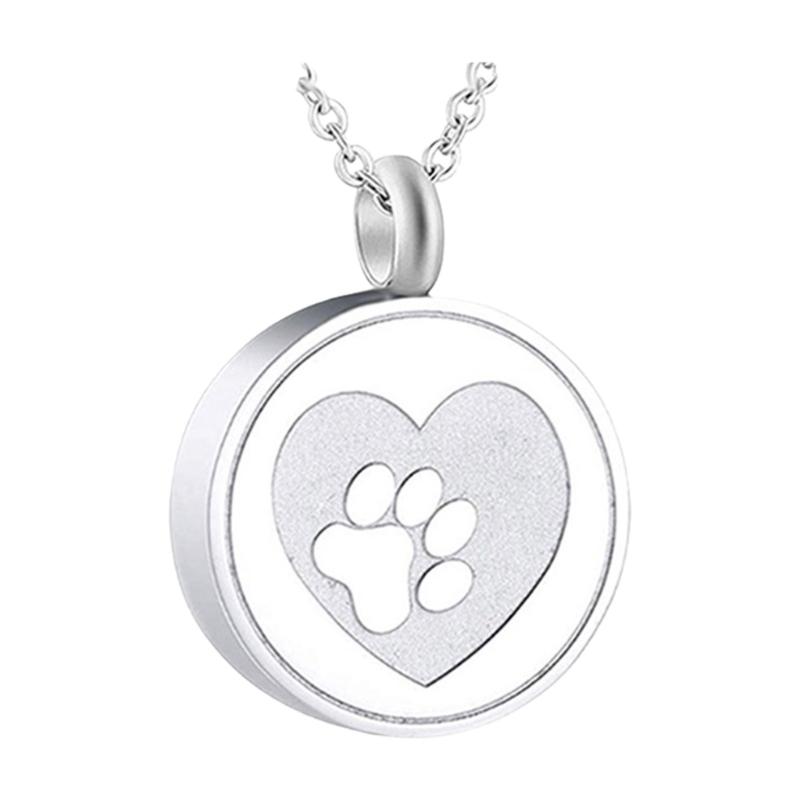 

Round Pet Memorial Jewelry Keepsakes Necklace Lockets For Pet Ashes And Furs Storage With Leakproof Lid for Dog Cats серебряный