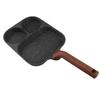 Egg Frying Pan 3 Section Stick Proof Flat Bottom Breakfast Cooking Pan with Heat Resistant Handle for Steak Omelette Black