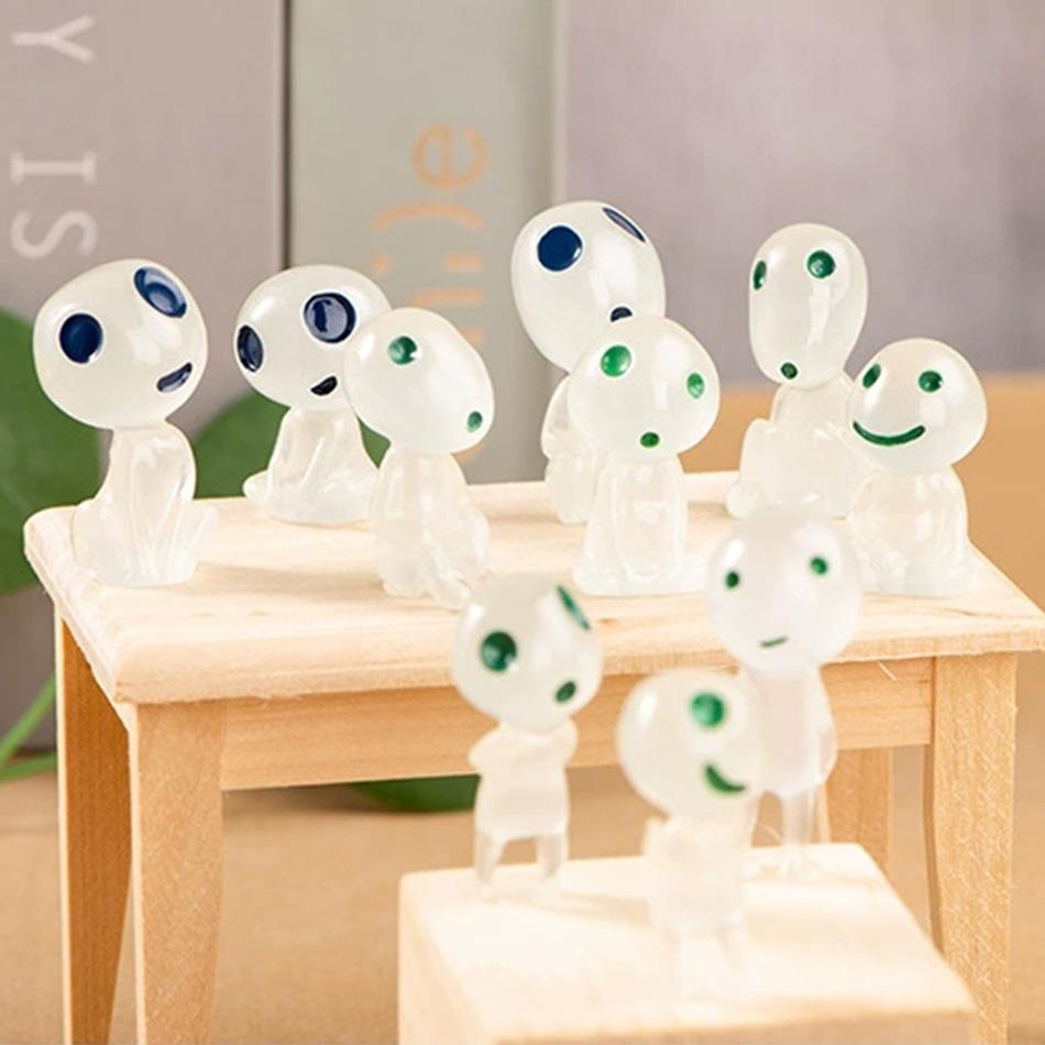 10Pcs Luminous Tree Spirits Micro Landscape Model Ornament Outdoor Glowing Miniature Statue Potted Mini Garden Accessories
