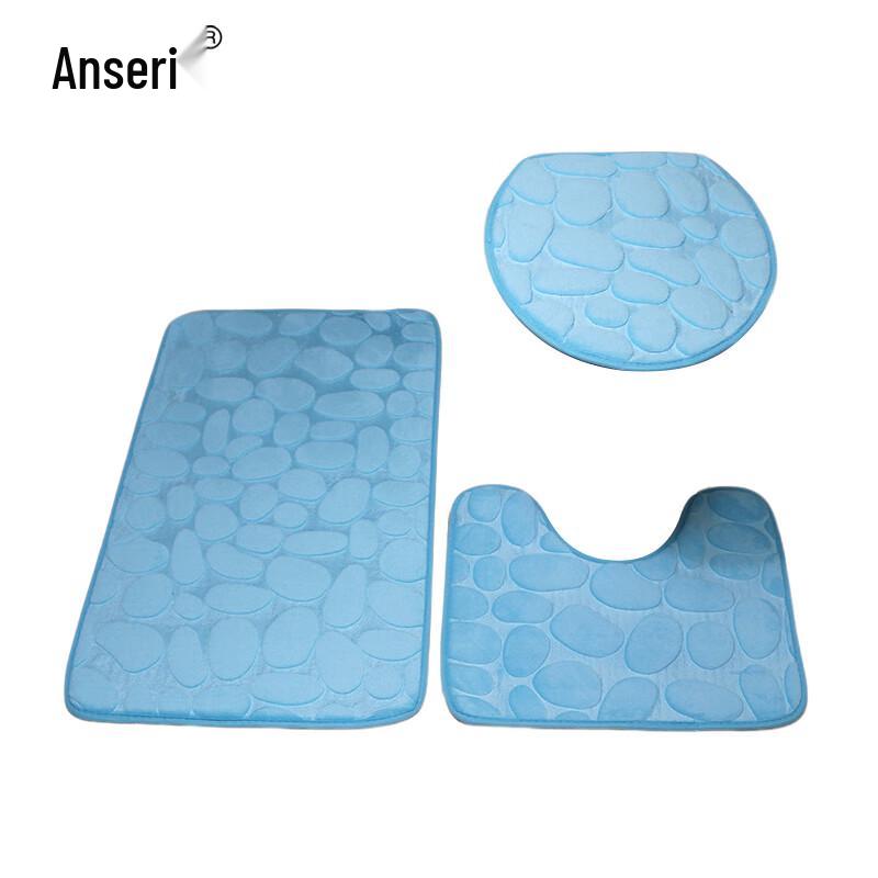 Ansellary 3-Piece Pebble Stone Bathroom Mat Set