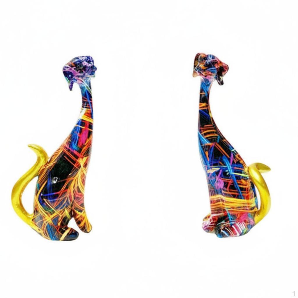 Resin Dog Figurines Glossy Mini Dogs HandPainted for Art Lovers, Tabletop,