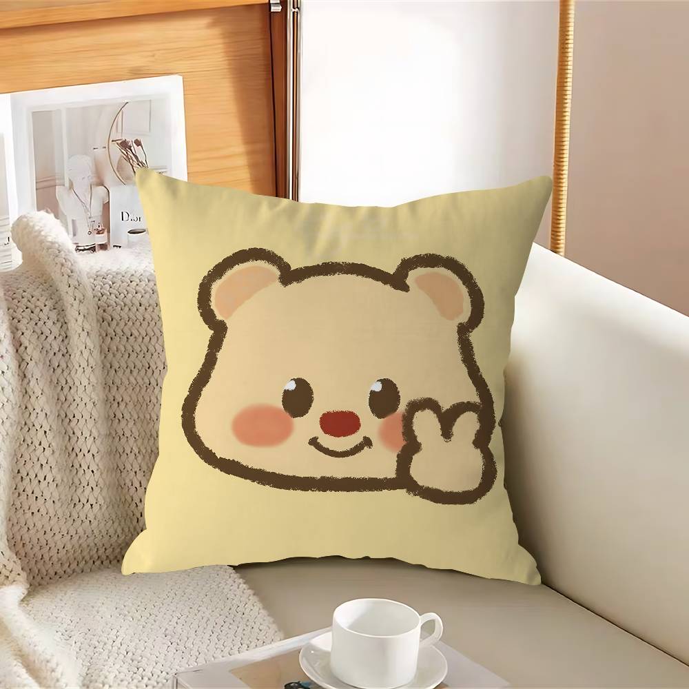 CUTE Butter Bear Pillowcase Toon Gift Cushion Cover Bedroom Home Sofa Chair Seat Decor Pillow Case