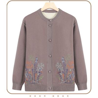 Starszy Sweter Babcia Odzież Wiosna Jesień Kardigan Kurtka Ciepła Jesień Outdoor Haft