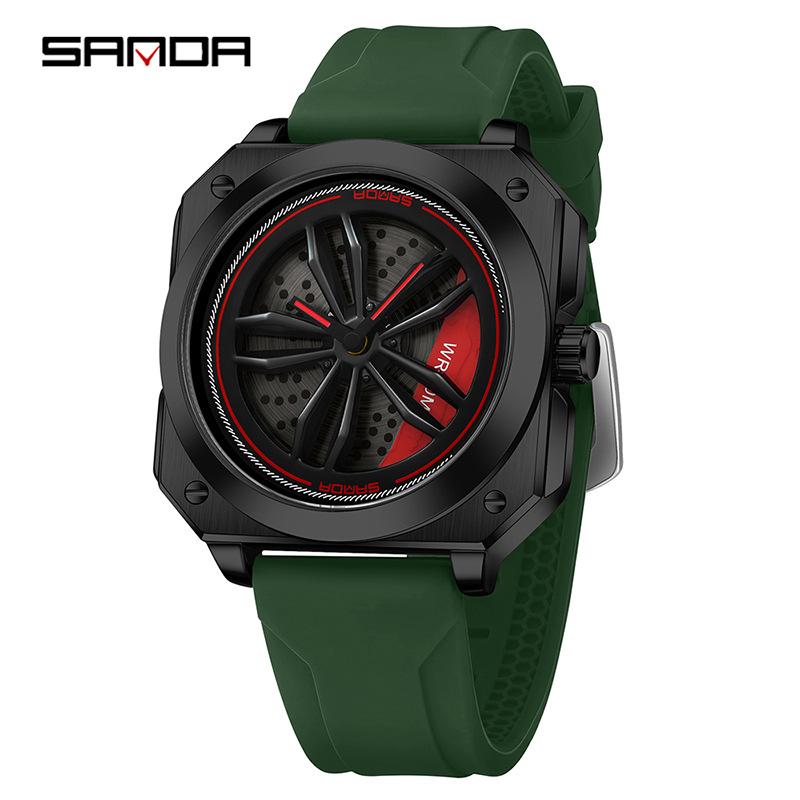 European-Style Men's Sport Quartz Watch with Waterproof Skeleton Design and Versatile Silicone Strap