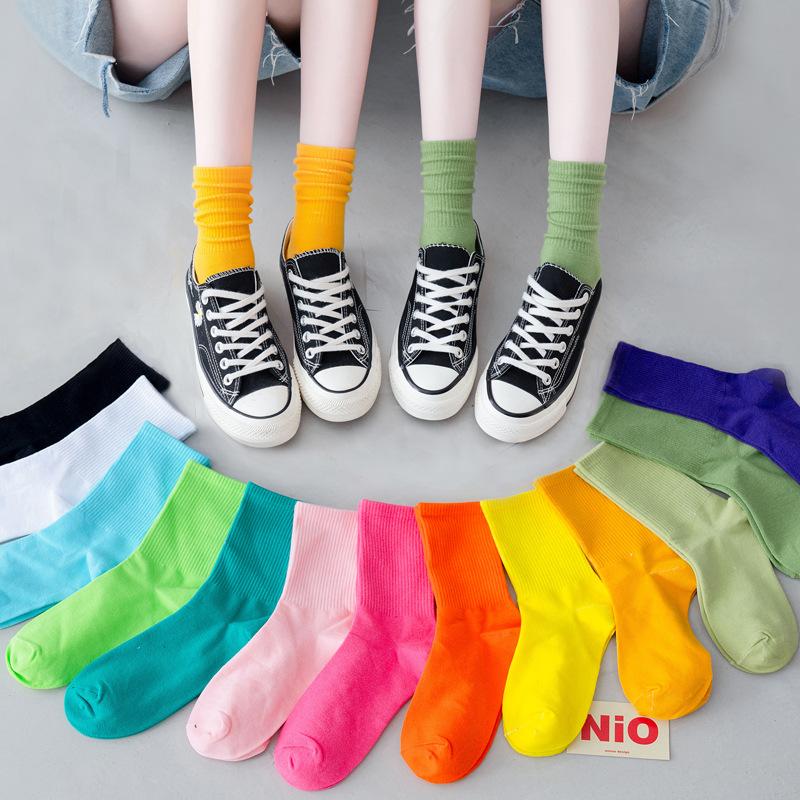 Socks Season Cotton Socks Breathable Medium Tube Socks Street Tide Socks Candy Color High Top Socks