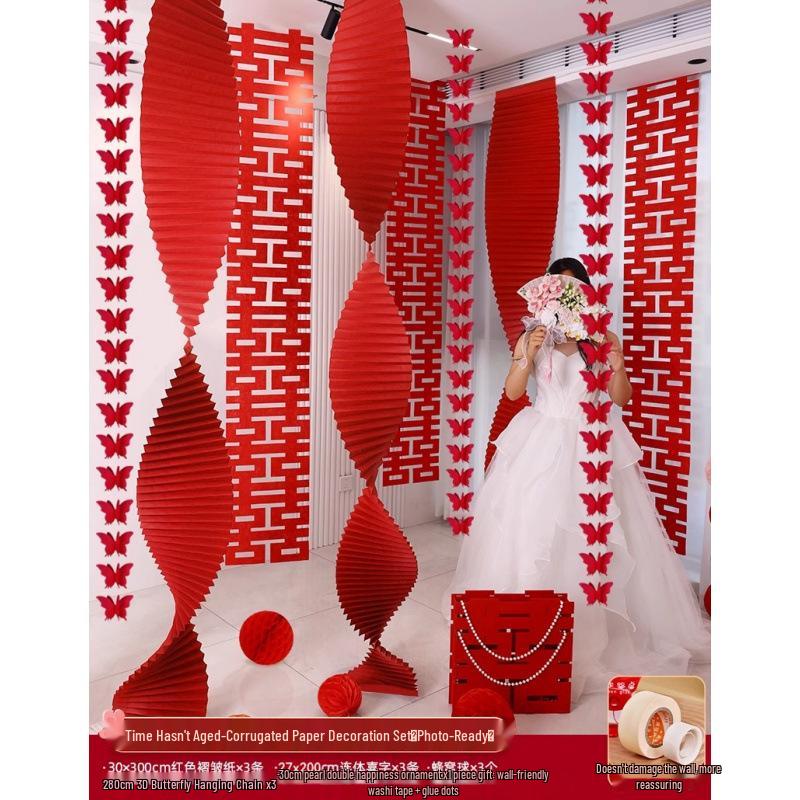 Woman's Bedroom & Living Room Wedding Decoration Set with Tinsel & Morning Robe Background