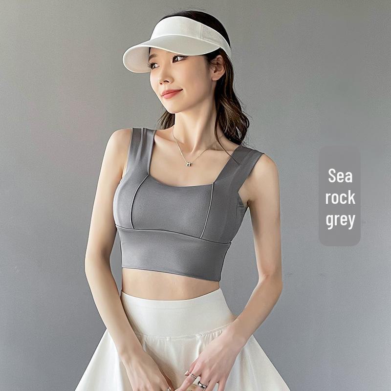 Women's Summer Sports One-Piece: Anti-Sag Yoga Vest & Fitness Bra with Elegant Gathered Back