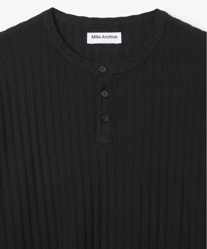 MILLO ARCHIVE Draft Henley Neck Knit [Black]