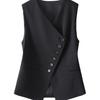 Women Slim Fit Vest Jacket Casual Spring Autumn Waist Belted Sleeveless Blazer Fashion Outerwear