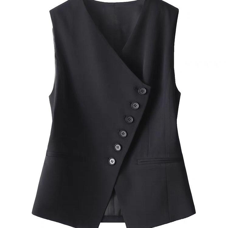 Women Slim Fit Vest Jacket Casual Spring Autumn Waist Belted Sleeveless Blazer Fashion Outerwear