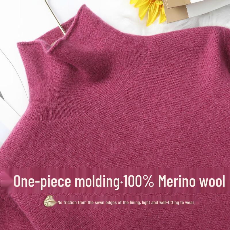 SNOWFLYING Women's 100% Wool High-Neck Pullover Sweater