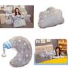 Soft And Fluffy Cloud Star And Moon Plush Pillow Light Up Decorative Sofa Cushion