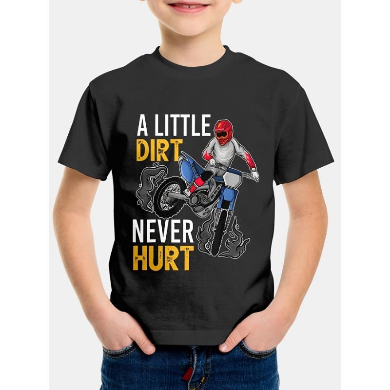 Summer Round Neck 3D Cool Motorcycle Printed Top Fashionable Casual Short Sleeved Children's Boy T-shirts