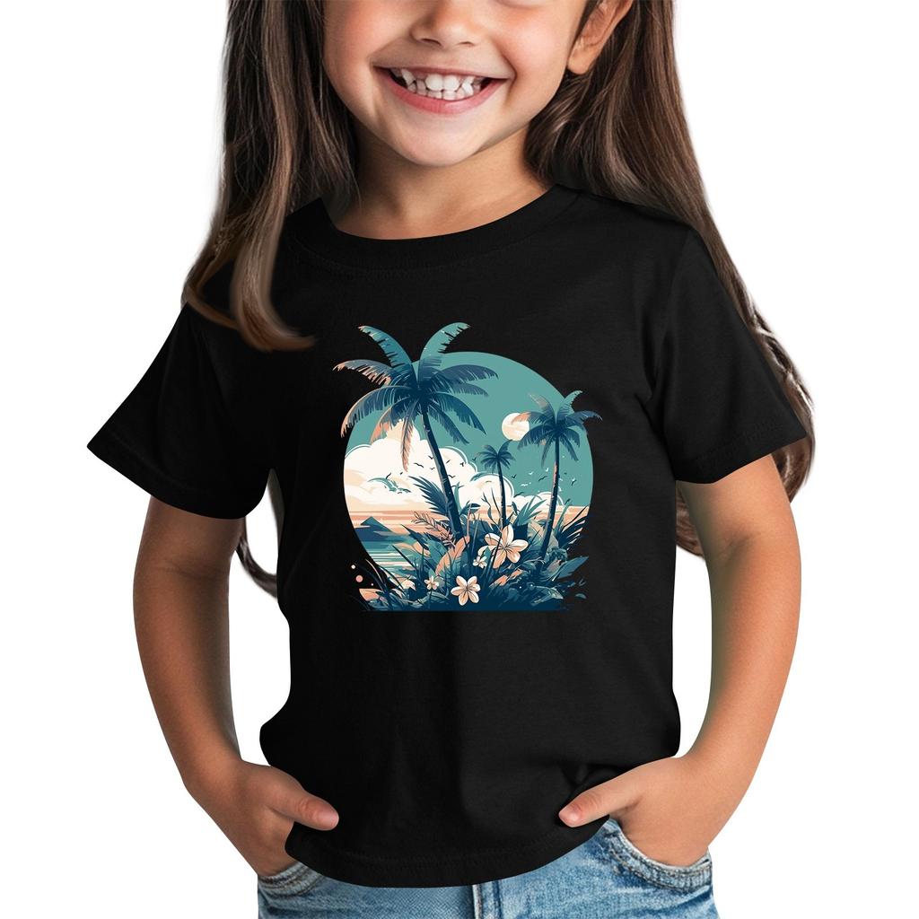 Kindermode Täglich Bedrucktes Rundhals Kurzarm Lässiges T-Shirt Top