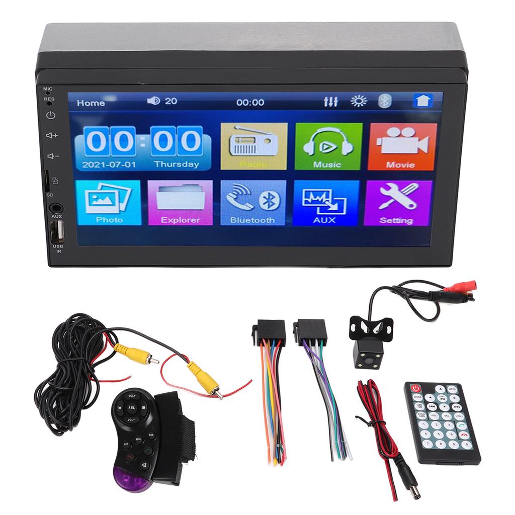 7in Universal Car Stereo Audio Receiver Touch Screen MP5 Player GPS Navigation with Backup Camera Hands Free Calling