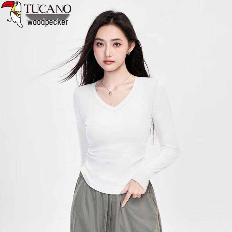 Woodpecker Women's V-Neck Slim-Fit Long Sleeve T-Shirt