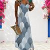 Women Plus Size Scoop Neck Strappy Sleeveless Geometric Printed A Line Long Dress