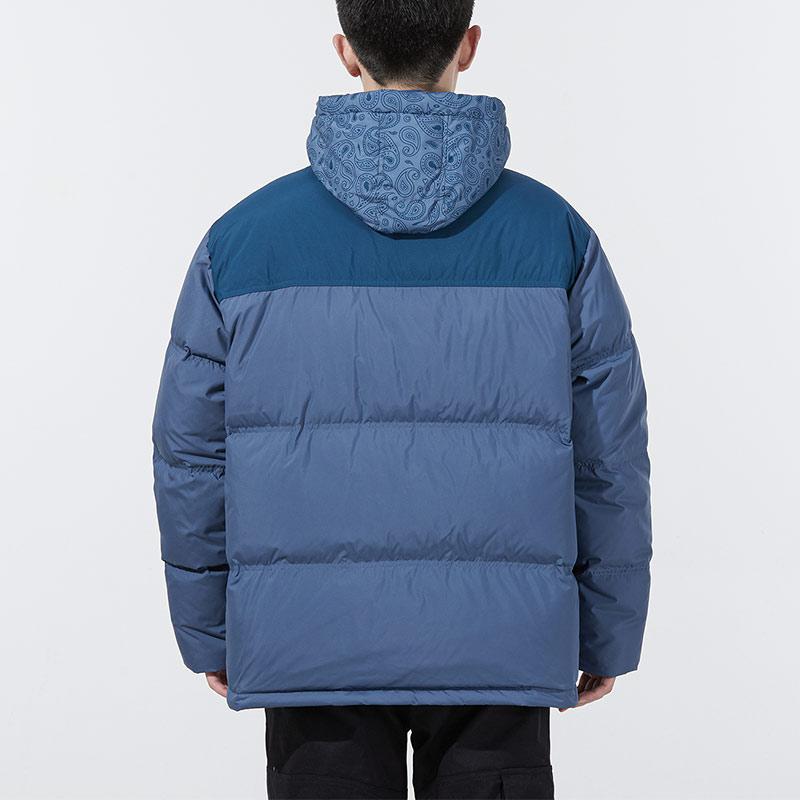 Puma Embroidered Logo Colorblock Cashew Flower Hooded Down Jacket Men Outerwear Blue 534973-64