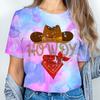 Retro Howdy Cowgirl Print T-shirts For Women Summer Short Sleeve Crew Neck T-shirt Vintage Graphic Tops Tie Dye T-shirts