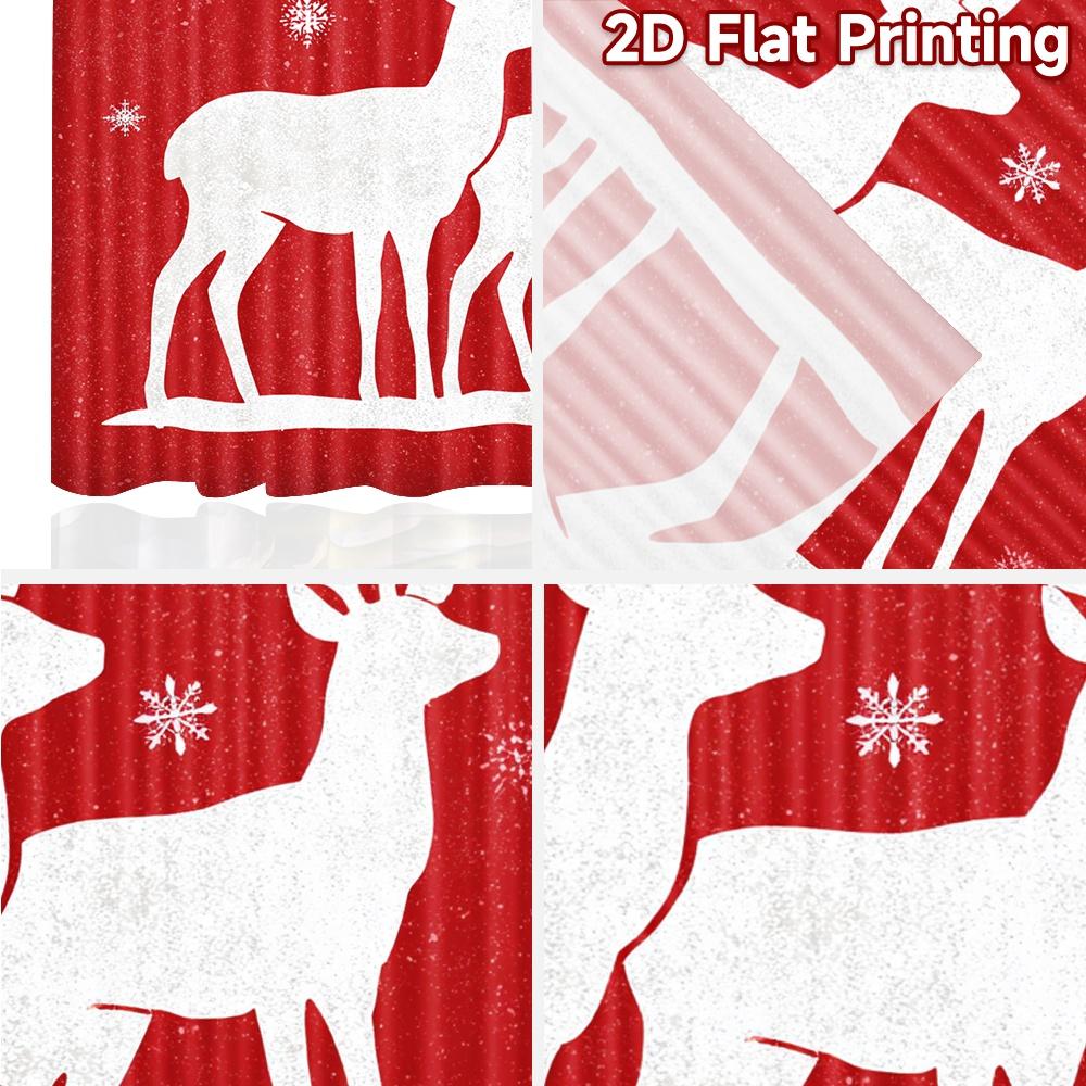 2pcs, 2D FLAT PRINTING Curtains (Without Rod) Reindeer Duo Christmas Holiday Curtains Semi-Sheer Curtains Decorations Inside Use