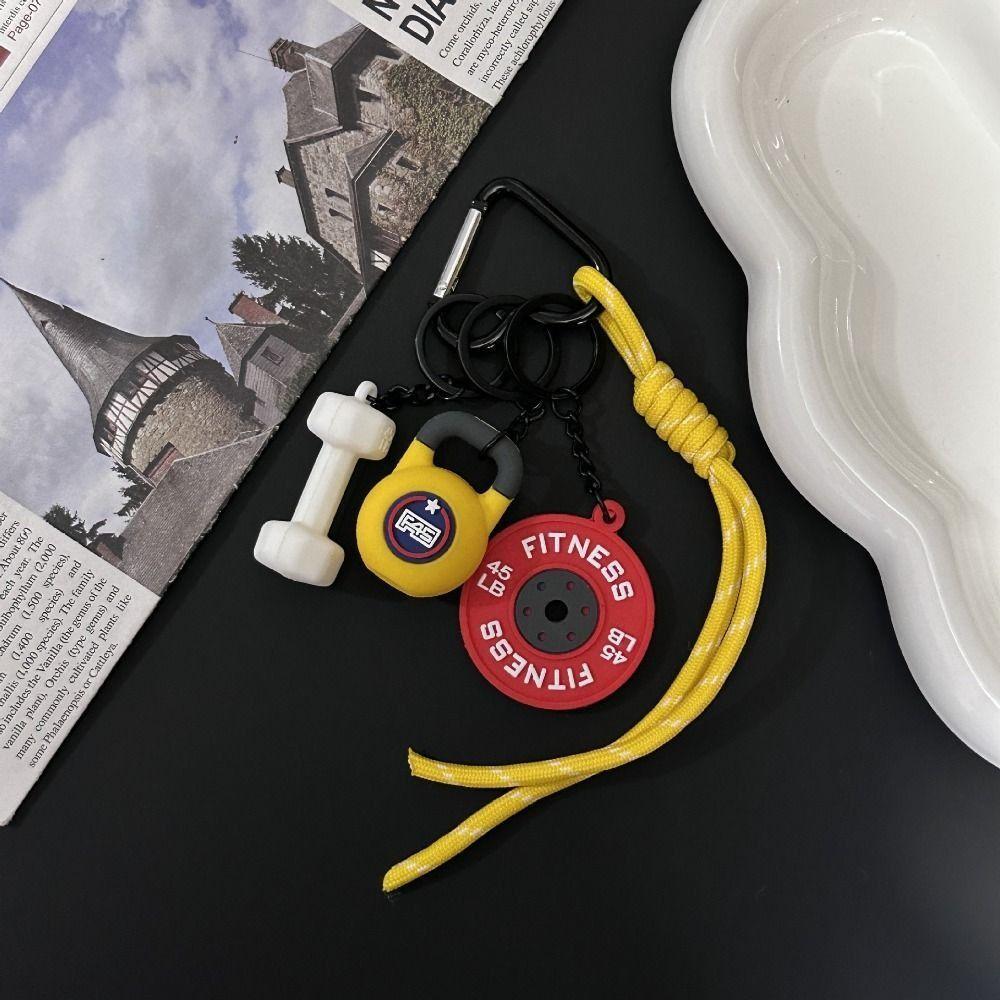 Mini Fitness Series Pendant Heart Buckle Simulation Dumbbells Keyring  Bodybuilder