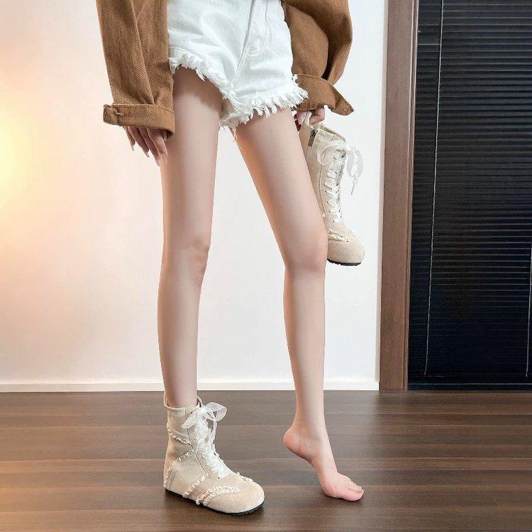 

[youshilai] Inner height-increasing German training boots, lace lace thick-soled Martin boots, fashionable versatile short boots for women 40