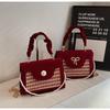 Women's Winter 2025 Red Wedding Crossbody Tote Handbag: Small Capacity Bag for Brides