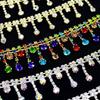 10Yards Rhinestone Fringe Trim Sparkle Diamond Rhinestone Tassel Chain Crystal Belt Clothing Bag DIY Wedding Decoration Gift