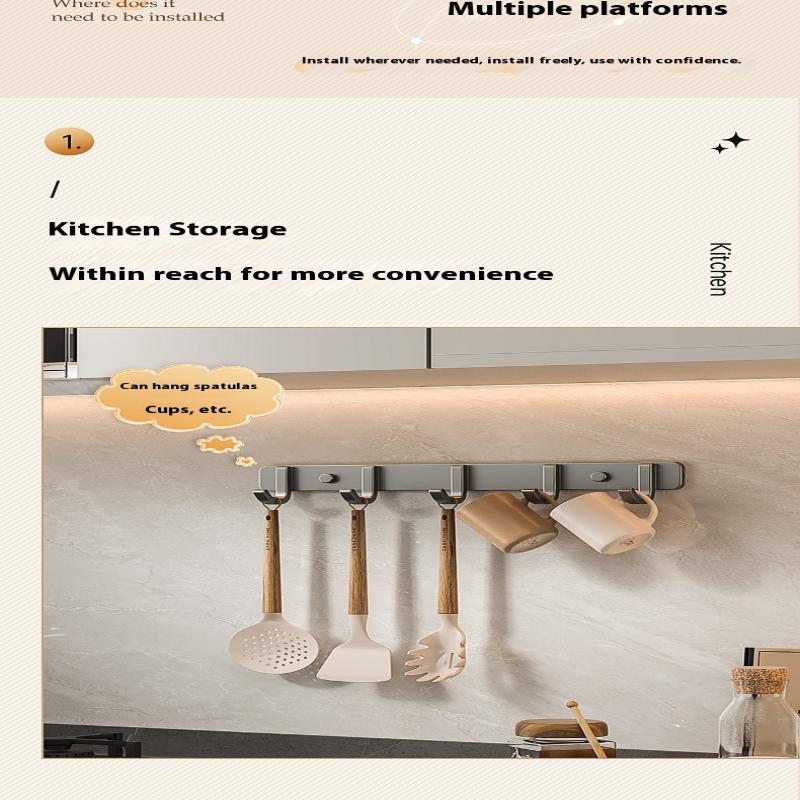 Space Aluminum Bathroom Hook No Drilling Strong Adhesive Coat Hook For Bathroom Kitchen Wall Mounted Clothes Hanger