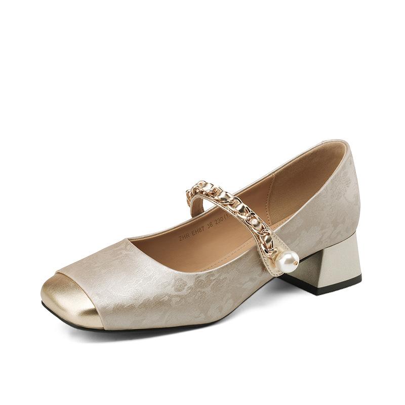 

Китайские рельефные ретро женские туфли с мелким вырезом, толстым каблуком, Мэри Джейн, темпераментные, нежные, одинарные туфли 40