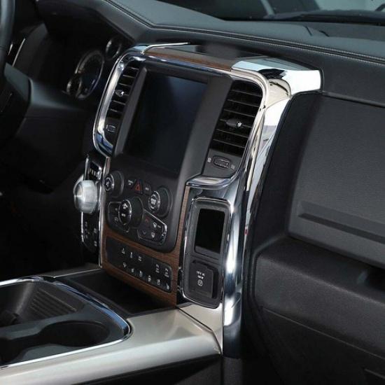 Center Console Navigation Side Panel Trim Frame Cover Chrome For Dodge RAM 10-17