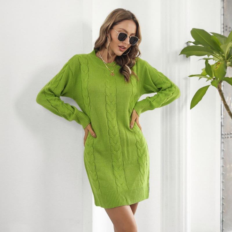 

Платье-свитер с длинными рукавами Twist, женские свободные трикотажные платья, повседневный свитер на осень и зиму S светло-зеленый
