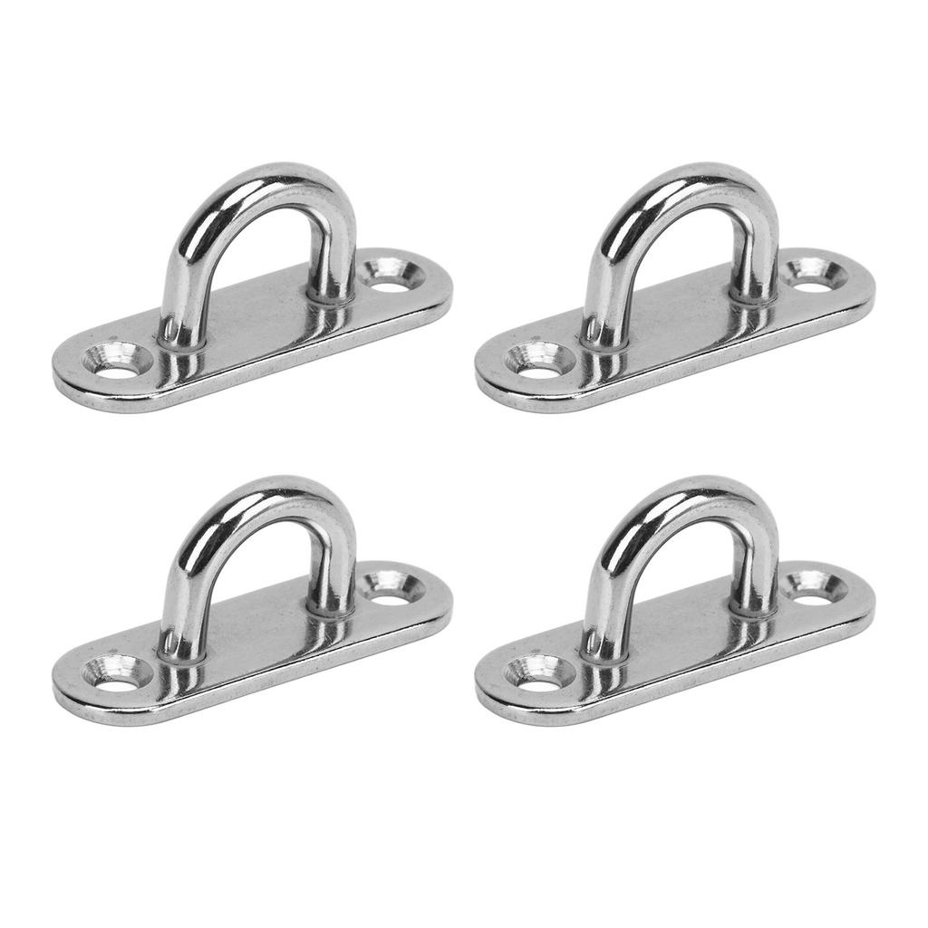 4 Pack Oval Hammock Hanging Pad Eye Plate Wall Mounting Stainless Steel Sun Sail Ceiling Hook Plate