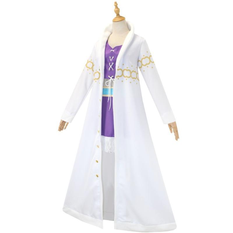 ONE PIECE Robin Cosplay Kostüm, Jacke mit Pelzkragen One Piece Nicole Robin Cosplay Kostüm Komplettset