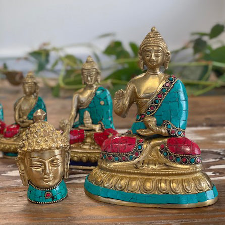 Buddha Head Statue Brass 8 cm