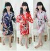 Girls' Silk Peacock Kimono Robe - Children's Nightgown Sleepwear Bathrobe