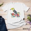 Camiseta Unissex Estilo Retrô Verão Flores Tropicais Folha Pássaros Praia Tucanos