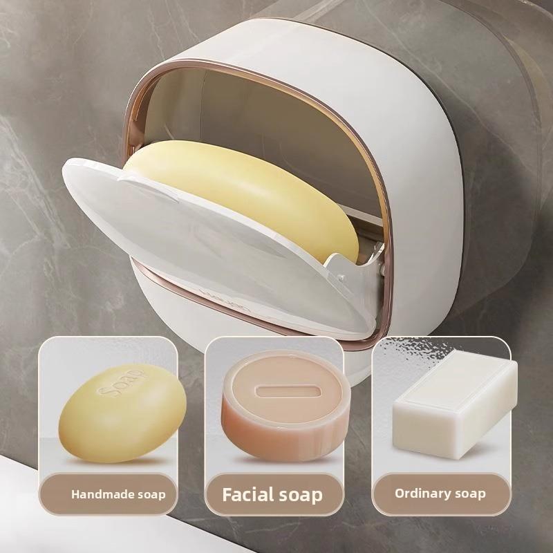 Wall-Mounted Soap Dish Bathroom Organizer, Space-Saving, Waterproof, Easy Installation, No Suction Cup, Multiple Colors