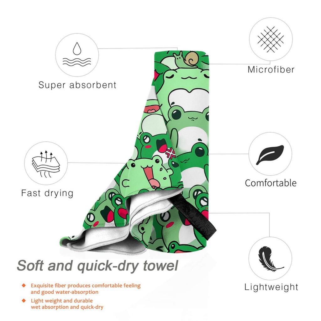Crowded Cute Frog Pattern Beach Towel Soft Microfiber Quick Dry Absorbent Quick Towels For Swimming