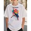 European Sizes Boys Clothing Casual Trendy Street Style Graphic Tee with Watercolor Scarlet Macaw Parrot Pattern Kids Wear for Boys Daily Wear