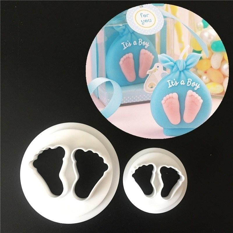 2pcs/Set Baby Feet Sugar Cakes Printing Molds Biscuits Mold Baking Mold Tools Fondant Cake Cutter