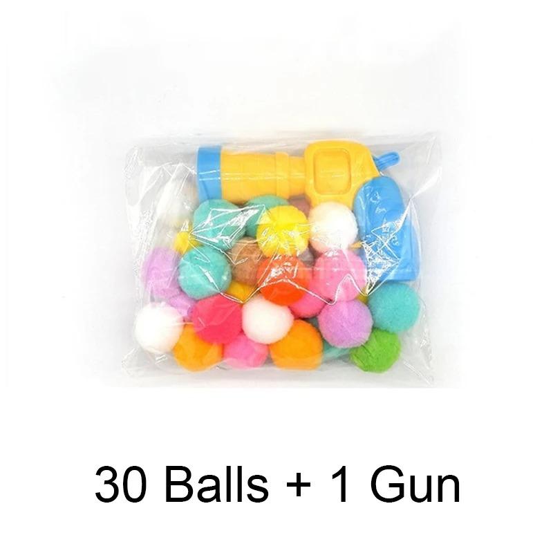 Cat Plush Ball Shooting Gun Relieving Depression Silent Ball Cat Toy Mini Shooting Gun Games Plush Ball Toys Pet Supplies