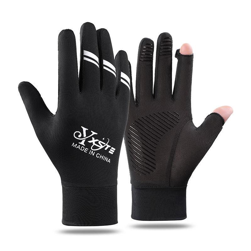 Men's Sunscreen Gloves for Summer Thin Outdoor Touch Screen Flip Non Slip Breathable Riding Driving Mesh Ice Silk Gloves
