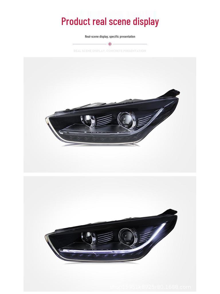 15-18 Ford Focus LED Headlight Assembly with Sequential Turn Signals & Xenon Lights
