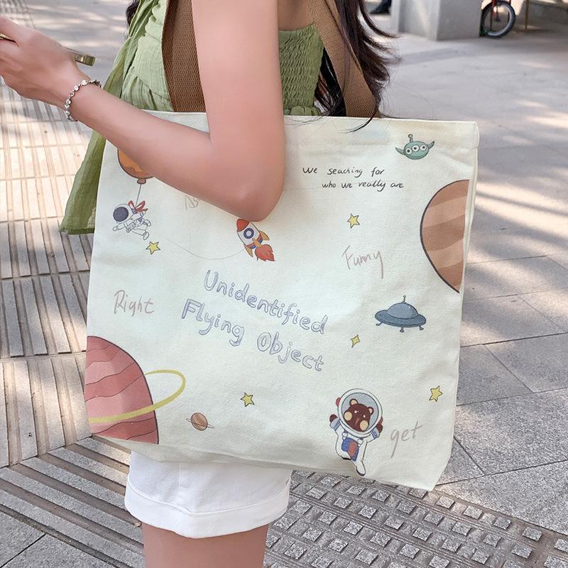 Canvas Bag Female College Student Class Bag Cute Commuting Bag Large Capacity Shoulder Bag