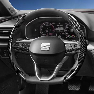 Suitable for Carbon Fiber Texture Steering Wheel Cover with Segmented Quick-Release Design, Durable, for Models Such As Ibiza, Arona, Leon,